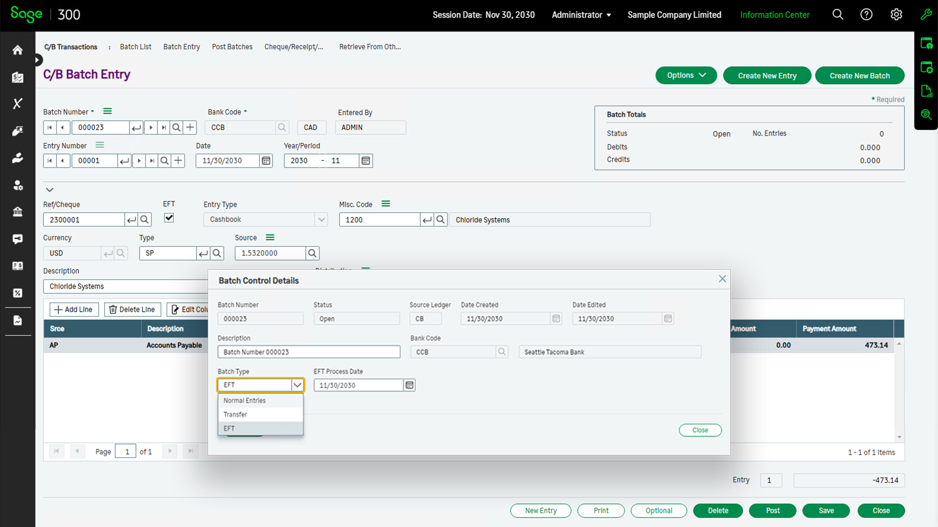 Creating an EFT Batch